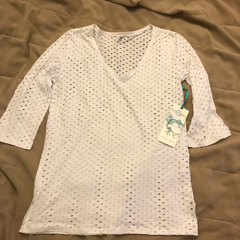 eco swim by aqua green white cover up